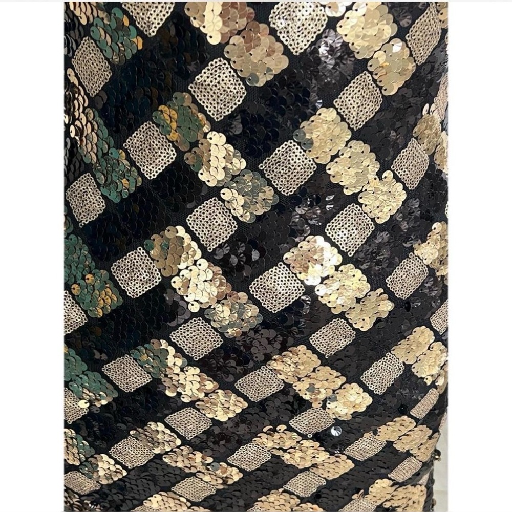 QUII black and gold sequin fitted mini dress S M L - Picture 7 of 7